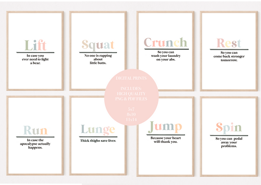 Fitness Printable Set of 8